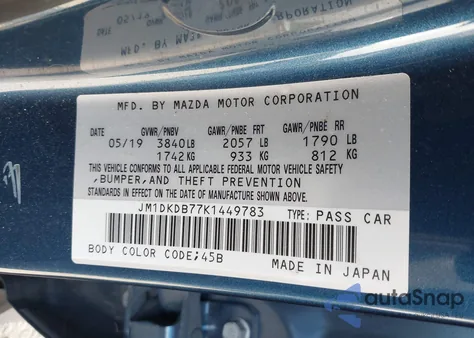 2019 Mazda Cx-3 Sport from USA, damaged, VIN JM1DKDB77K1449783